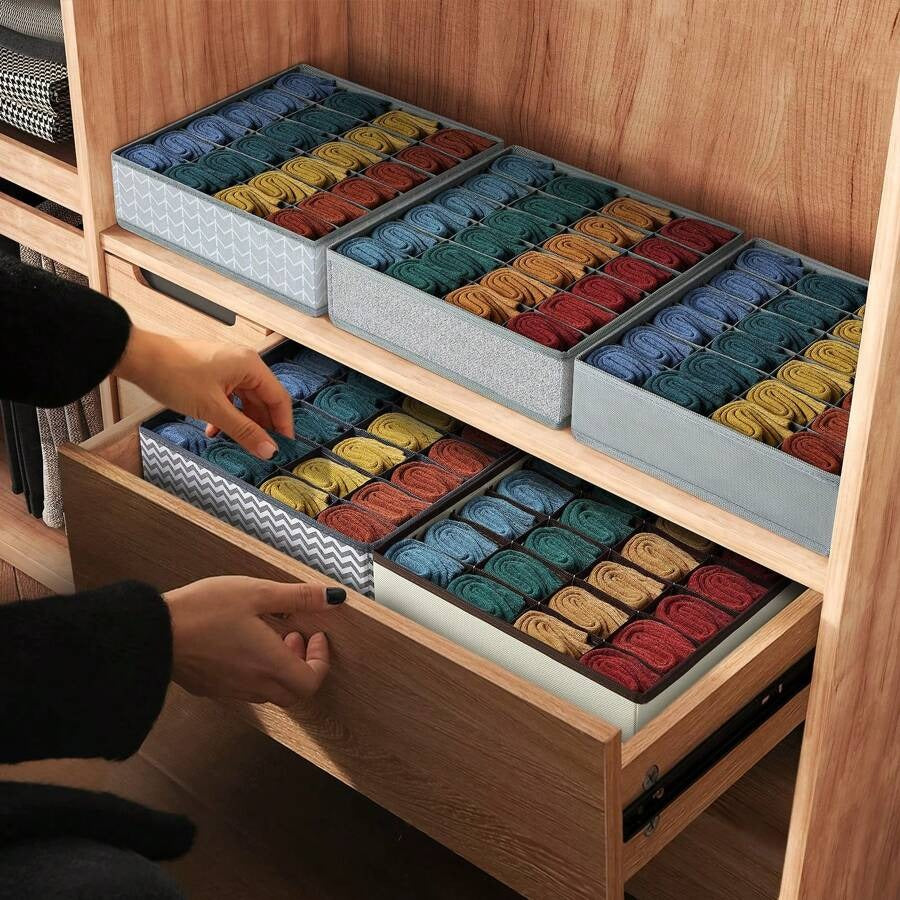 3 pezzi Divisori organizer per cassetti dei calzini, organizer per biancheria intima, 20 scomparti per organizzare e conservare calzini, fazzoletti, cravatte, cinture (grigio)