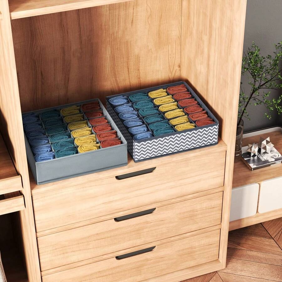 3 pezzi Divisori organizer per cassetti dei calzini, organizer per biancheria intima, 20 scomparti per organizzare e conservare calzini, fazzoletti, cravatte, cinture (grigio)