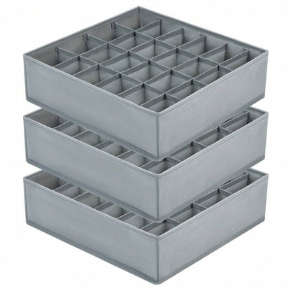 3 pezzi Divisori organizer per cassetti dei calzini, organizer per biancheria intima, 20 scomparti per organizzare e conservare calzini, fazzoletti, cravatte, cinture (grigio)