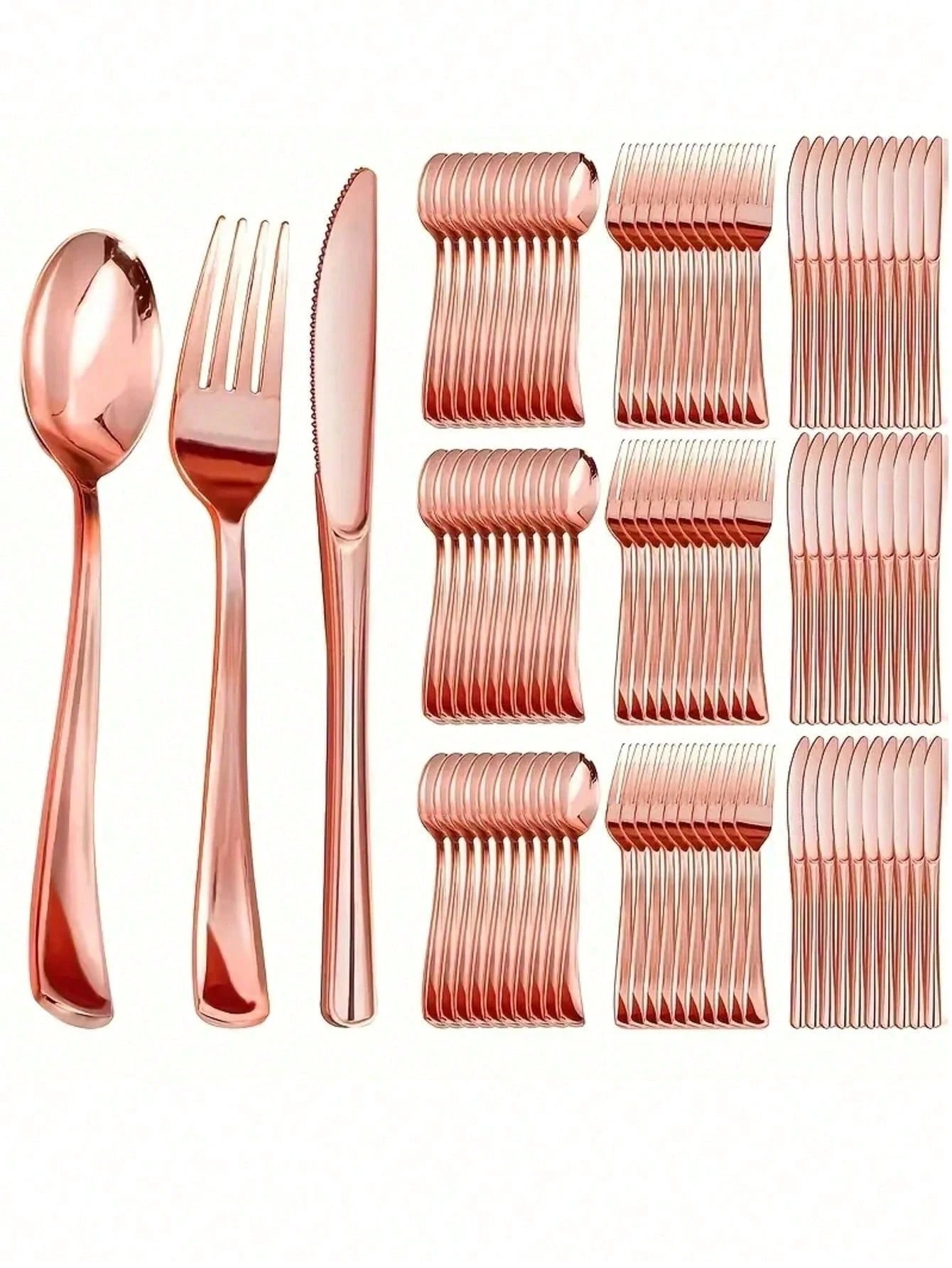 75 pezzi Set di posate decorative argento e oro - inclusi 25 forchette, 25 coltelli, 25 cucchiai da tavola - Lavabili e riutilizzabili per matrimoni, feste, cene, matrimoni, cucina e San Valentino, forniture scolastiche