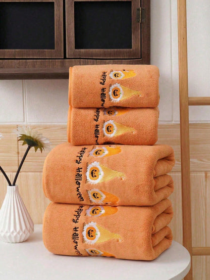 1/3 pezzi Asciugamano o telo da bagno in velluto corallo ricamato, decorazione autunnale con gatti neri e magici, regali per le vacanze, decorazione per la casa, morbido e assorbente per il salone di bellezza e il bagno di casa