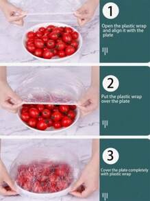 100 pezzi Coperchi in plastica PE monouso, Sacchetti monouso per mantenere la freschezza degli alimenti con bordi elastici