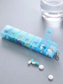 Scatola dei medicinali da 7 giorni alla settimana, portatile mini con grande capacità, scomparti in inglese, scatola portaoggetti per medicinali