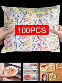 100 pezzi Coperchi in plastica PE monouso, Sacchetti monouso per mantenere la freschezza degli alimenti con bordi elastici