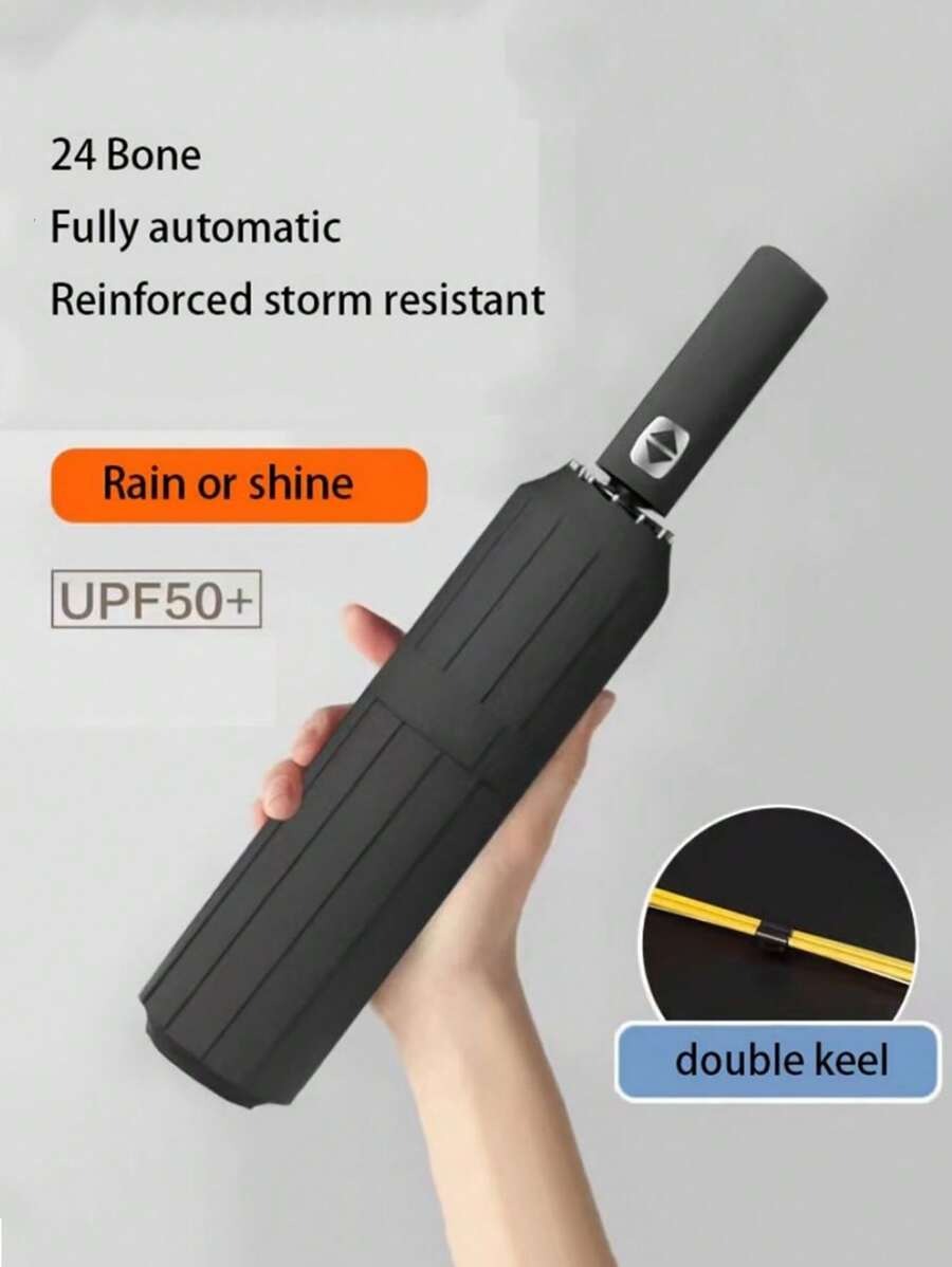 Ombrello automatico unisex con 16 stecche rinforzate, pieghevole, portatile, durevole ombrello antivero per giorni di sole e pioggia, adatto come regalo per Ognissanti, Natale, Capodanno e San Valentino
